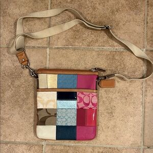 Coach Colorful Patchwork Swing Pack Crossbody Bag Vintage Y2K 90s EUC Pink Blue